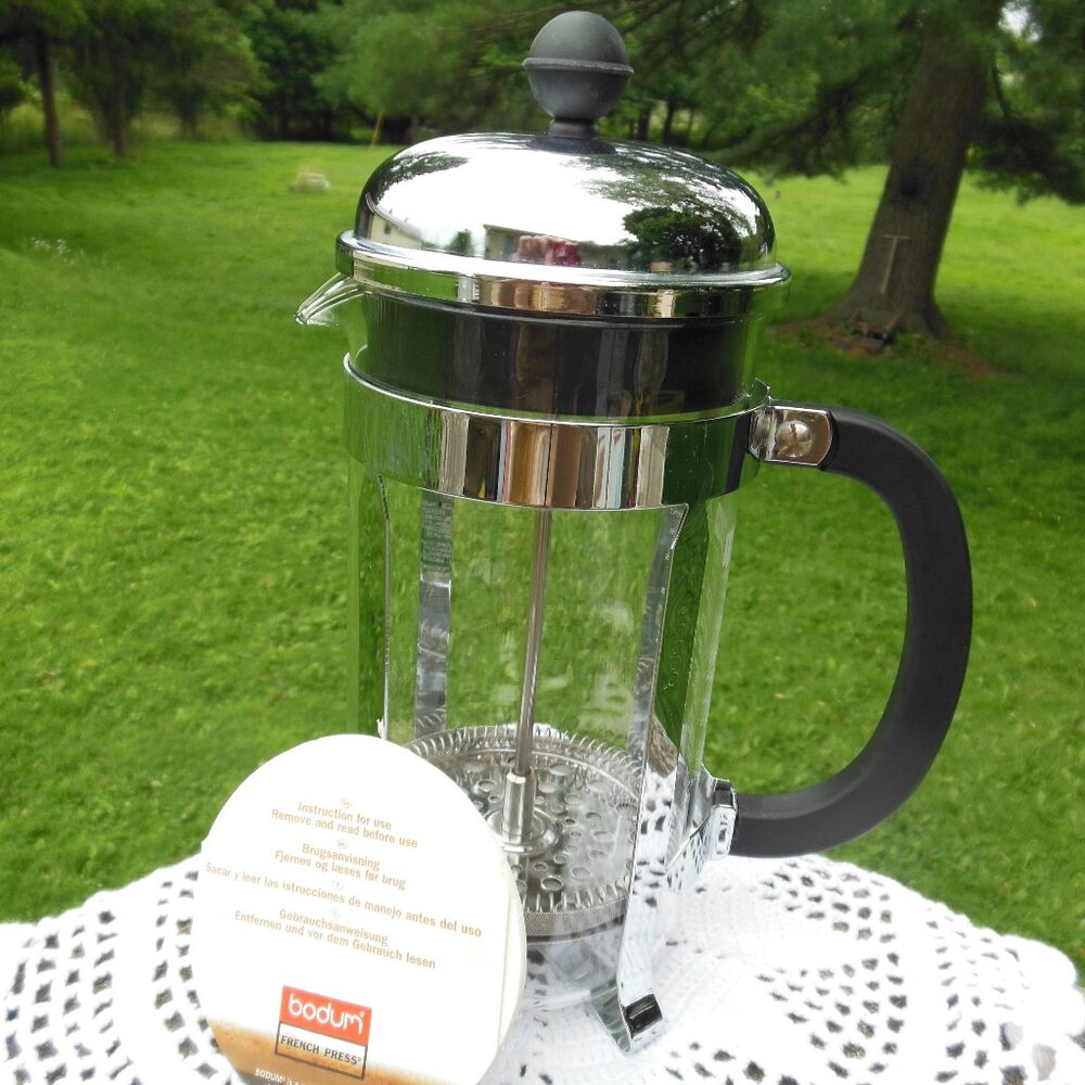 french press Bodum brand coffee maker with manual Mfr # 05-Z508NEW gently used